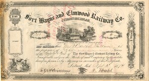 Fort Wayne and Elmwood Railway Co. - Stock Certificate